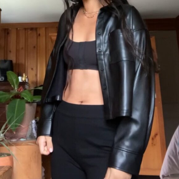 NWT LOFT Faux Leather Shirt Jacket - Picture 3 of 6